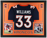 Javonte Williams Signed 35x43 Framed Denver Broncos Jersey (Beckett Hologram) RB