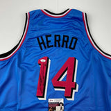 Autographed/Signed Tyler Herro Miami Blue Vice City Basketball Jersey JSA COA