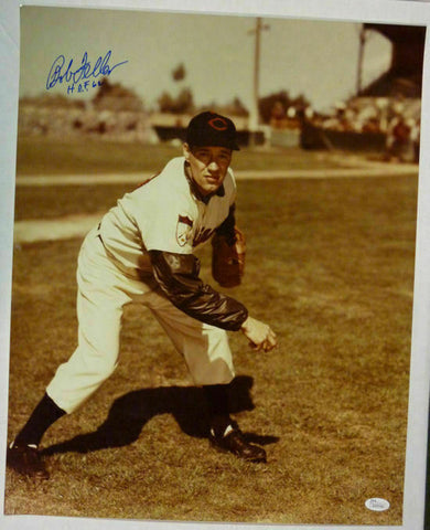 BOB FELLER AUTOGRAPHED/SIGNED CLEVELAND INDIANS 16x20 PHOTO HOF JSA 20355