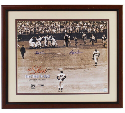 Ralph Branca/Bobby Thompson Signed Brooklyn Dodgers Framed 16x20 MLB Photo