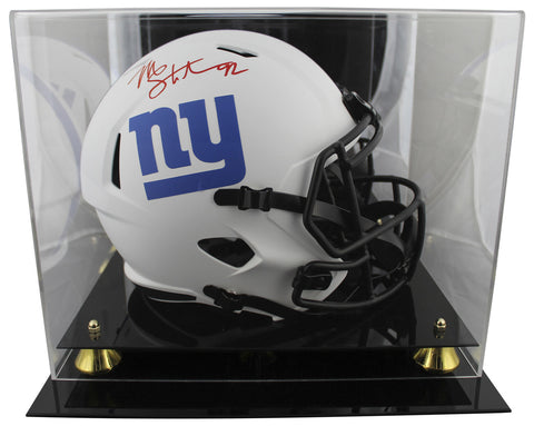 Giants Michael Strahan Signed Lunar Full Size Speed Rep Helmet W/ Case BAS Wit