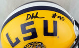 Devin White Autographed LSU Tigers Yellow Schutt Mini Helmet-Beckett Auth *Top