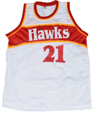 DOMINIQUE WILKINS SIGNED ATLANTA HAWKS #21 WHITE BASKETBALL JERSEY BECKETT