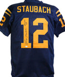 Roger Staubach Signed Blue Midshipman College Style Jersey w Hmn- Beckett W*Silv