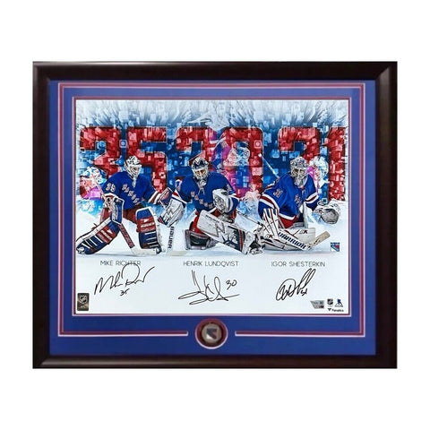 Ny Rangers Signed Goalies Lundqvist Igor Shesterkin 16x20 Framed Photo Fanatics