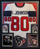 FRAMED HOUSTON TEXANS ANDRE JOHNSON AUTOGRAPHED SIGNED JERSEY JSA COA