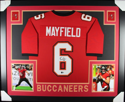 BAKER MAYFIELD (Buccaneers red SKYLINE) Signed Autographed Framed Jersey Beckett