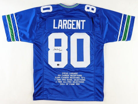 Steve Largent Signed Seattle Seahawks Stat Jersey Inscribed "HOF '95" (Beckett)