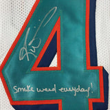 Framed Autographed/Signed Ricky Williams 33x42 Miami White Jersey JSA COA