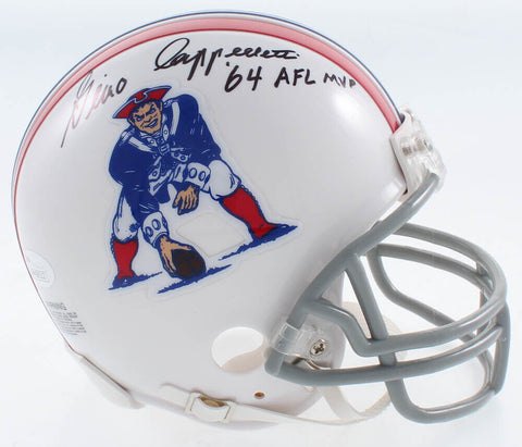 Gino Cappelletti Signed Patriots Throwback Mini-Helmet Inscribed"64 AFL MVP" JSA