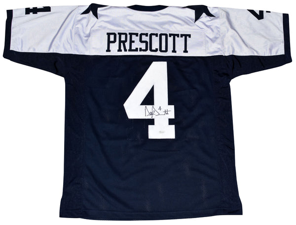 DAK PRESCOTT SIGNED AUTOGRAPHED DALLAS COWBOYS #4 THROWBACK JERSEY JSA