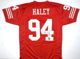 Charles Haley Autographed Red Pro Style Jersey w/HOF - Beckett W Hologram *Black