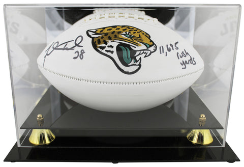 Jaguars Fred Taylor "11,695 Rush Yds" Signed White Panel Football W/ Case BAS W