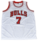 TONI KUKOC AUTOGRAPHED CHICAGO BULLS #7 WHITE JERSEY JSA W/ 3X CHAMPS