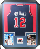 DOMINIQUE WILKINS (USA blue TOWER) Signed Autographed Framed Jersey JSA