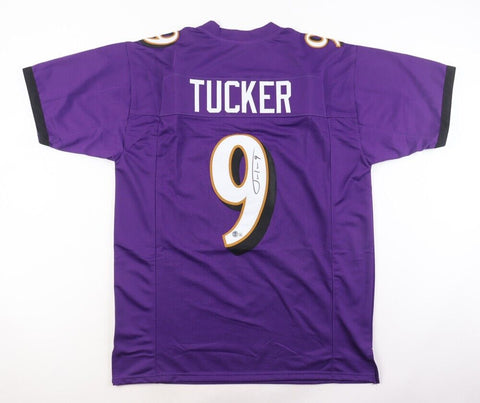 Justin Tucker Signed Baltimore Ravens Jersey (Beckett) 3x Pro Bowl Place Kicker