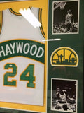 Spencer Haywood Signed SuperSonics 34x42 Custom Framed Jersey Inscribed "HOF 15"