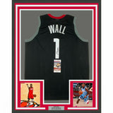 FRAMED Autographed/Signed JOHN WALL 33x42 Houston Black Jersey JSA COA Auto