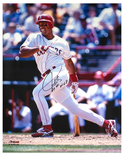 Juan Gonzalez Signed Rangers Swinging Action 16x20 Photo w/MVP - (SCHWARTZ COA)