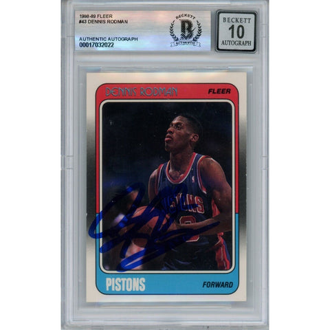 Dennis Rodman Autographed/Signed 1988-89 Fleer #43 Card Beckett 43828