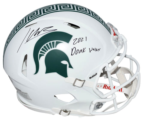 KENNETH WALKER SIGNED MICHIGAN STATE SPARTANS WHITE AUTHENTIC HELMET BECKETT