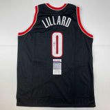 Autographed/Signed Damian Lillard Portland Black Basketball Jersey JSA COA