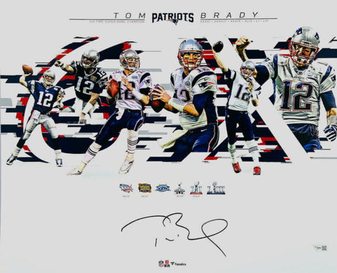 Tom Brady Autographed Patriots 6x SB Collage 16" x 20" Photograph Fanatics