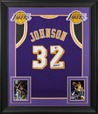 Magic Johnson Authentic Signed Purple Pro Style Framed Jersey BAS Witnessed 2