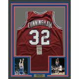 FRAMED Autographed/Signed BILLY CUNNINGHAM 33x42 Philadelphia Red Jersey JSA COA