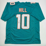 Autographed/Signed Tyreek Hill Miami Teal Football Jersey Beckett BAS COA