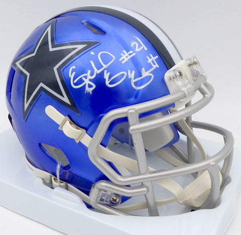 Ezekiel Elliott Autographed Cowboys Flash Blue Speed Mini Helmet Beckett WT81540