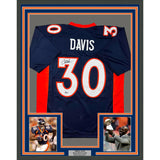 Framed Autographed/Signed Terrell Davis 33x42 Denver Blue Jersey BAS COA