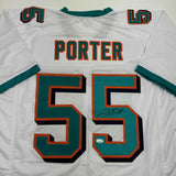 Autographed/Signed Joey Porter Sr. Miami White Football Jersey JSA COA