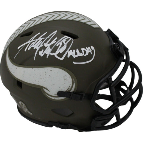 Adrian Peterson Autographed Minnesota Vikings Mini Helmet 22 Salute BAS 46638