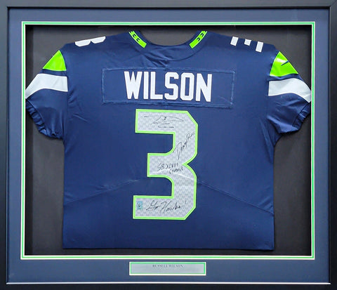 Seahawks Russell Wilson Autographed Framed Nike Elite Jersey SB Champs RW 37158