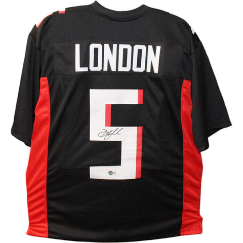 Drake London Autographed/Signed Pro Style Black Jersey Beckett 44559