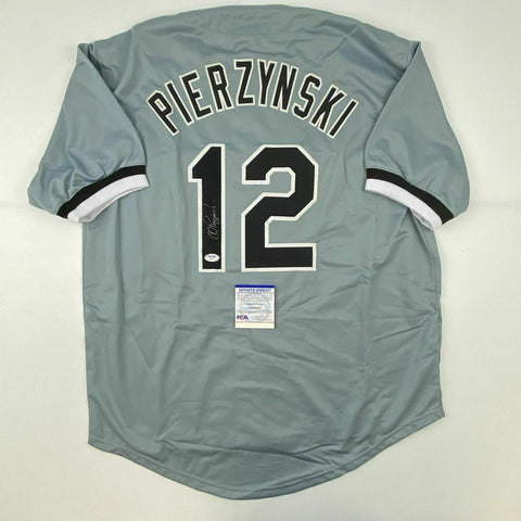 Autographed/Signed AJ A.J. PIERZYNSKI Chicago Grey Baseball Jersey PSA/DNA COA