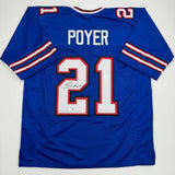 Autographed/Signed Jordan Poyer Buffalo Blue Football Jersey Beckett BAS COA