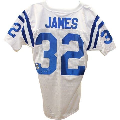 Edgerrin James Autographed/Signed Pro Style White sz L Jersey Beckett 48377