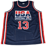 CHRIS MULLIN AUTOGRAPHED DREAM TEAM USA #13 NAVY BASKETBALL JERSEY TRISTAR