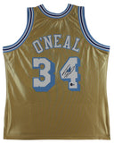 Lakers Shaquille O'Neal Authentic Signed Gold M&N 75th Anniversary Jersey BAS W