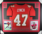 John Lynch Autographed/Signed Pro Style Framed Red XL Jersey Beckett 36210