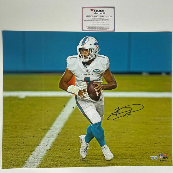 Autographed/Signed TUA TAGOVAILOA Miami Dolphins 16x20 Photo Fanatics COA Auto