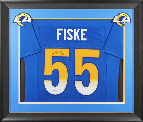 Rams Braden Fiske Authentic Signed Blue Pro Style Framed Jersey BAS