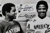 Tony Dorsett/Earl Campbell Autographed HOF 8x10 B&W Smiling Photo- Beckett Auth