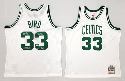 Larry Bird Kevin McHale Robert Parish Signed Celtics M&N Jersey Champs Beckett