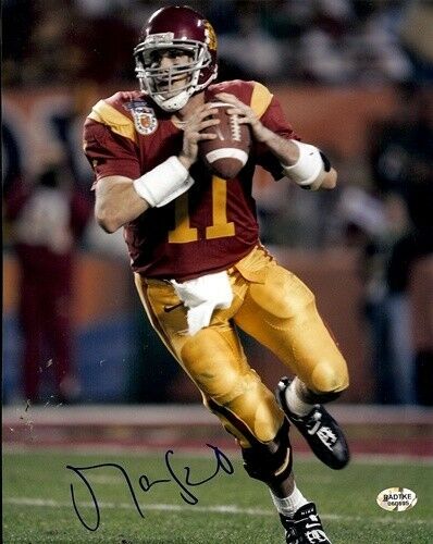 Matt Leinart Autographed/Signed USC Trojans 8x10 NCAA Photo "Red Jersey Passing"