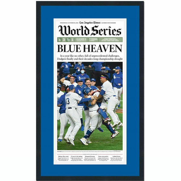 Framed Los Angeles Times Dodgers 2020 World Series Newspaper Cover 17x27 Photo 2