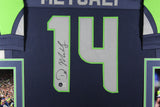 DK Metcalf Autographed/Signed Pro Style Blue Framed Jersey BAS 44610