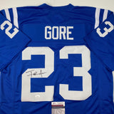 Autographed/Signed Frank Gore Indianapolis Blue Football Jersey JSA COA